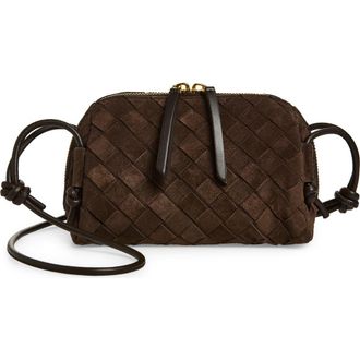 Bottega Veneta Concert Intrecciato Suede Crossbody Pouch in 2132 Fondant-Gold at Nordstrom