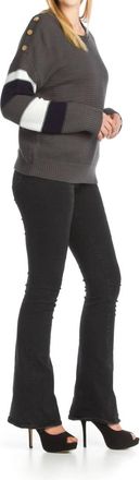 Papillon Knit Sweater With Striped Sleeve Detail In Grey