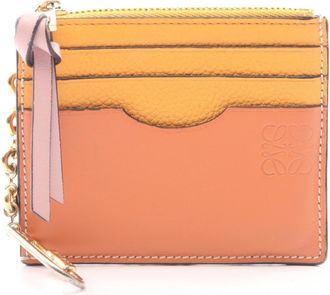 Loewe Brown Orange Pink Leather Coin Purse/Coin Case (Pre-Owned)