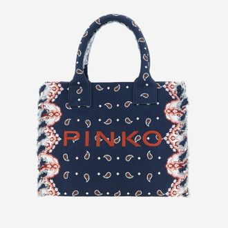Pinko Pinko Baumwoll-Shopper-Tasche mit Logo