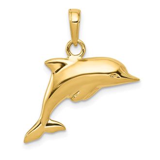 Diamond2Deal 10k Yellow Gold 3-D Dolphin Pendant
