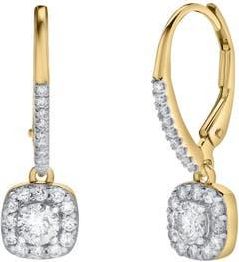 LuvMyJewelry Midsummer Pave Square Shape Diamond Drop Huggie Hoop Earrings in 14K Gold in 14K Yellow Gold at Nordstrom