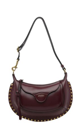 Isabel Marant Crescent-Shaped Calf Leather Shoulder Bag with Embossed Logo