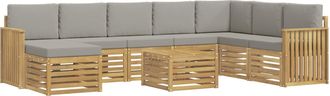 vidaXL Conjunto De Sof&aacute;s De Exterior 9 Uds. Blanco Y Gris Claro Vidaxl