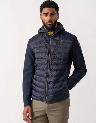 Parajumpers Mens Parajumpers Nolan Mens Fleece/Nylon Hooded Jacket - Blue Navy 316 - Size: 38/Regular