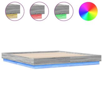 Berkfield Home Bed Frame with LED without Mattress Grey Sonoma 200x200 cm
