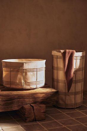 Ferm Living Fio Steel Laundry Basket with Removable Cotton Canvas Bag