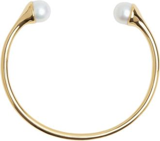 Ragbag Lumora Pearl 925 Sterling Silver Bangle - Gold - One Size