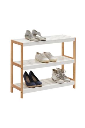 Xora Schuhregal, Braun, Wei&szlig;, Holz, Holzwerkstoff, Bambus, massiv, 70x58.5x26 cm, Typenauswahl, Garderobe, Schuhaufbewahrung, Schuhregale