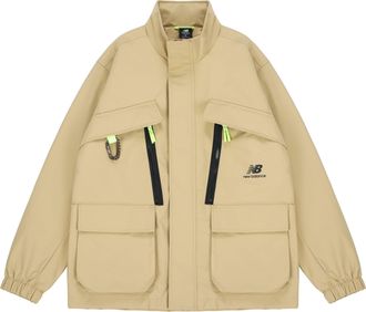 New Balance Mens New Balance Fleece Lined Stay Warm Woven Sports Jacket Khaki AMJ21357-MS