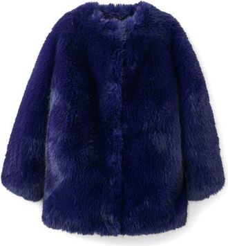 Mango x Kaia Gerber Faux Fur Coat in Blue at Nordstrom, Size Medium