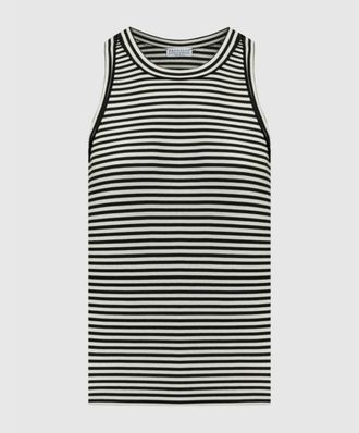 Brunello Cucinelli Black White Striped Shirt, Size XXS