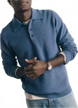 Taylor Stitch Newton Sweater Polo Shirt In Clear Heather Blue