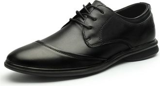 Generic Oxford Shoes for Men Lace Up Derby Shoes Round Cap Toe Leather Slip Resistant Block Heel Non Slip Anti-Slip Party(Black,6.5 UK)