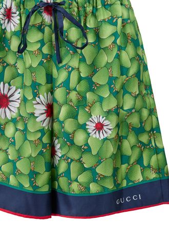 Gucci Womens Green Flower Printed Silk Shorts