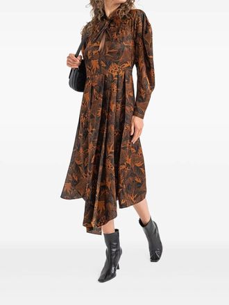 BOSS Jurk met bloemenprint - Bruin