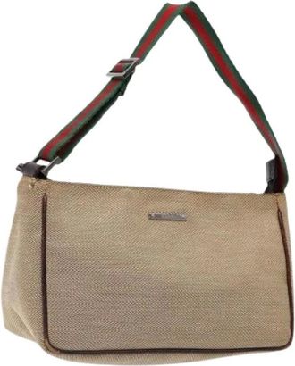 Gucci Pre-owned Shoulder Bags, female, Beige, Size: ONE SIZE Pre-owned Canvas Shoulder Bag