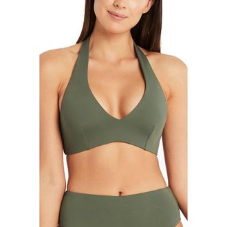 Sea Level Australia Multifit Halter Bikini Top in Khaki at Nordstrom Rack, Size 8 Us / 12 Au