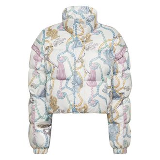 Philipp Plein Jassen, Dames, Veelkleurig, S, Nylon, Nylon Cropped Down Puffer Jacket Tassels