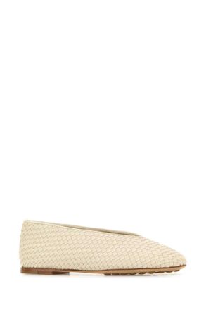 Bottega Veneta Womens Ivory Leather Rosa Ballerinas Seasalt Ballerine Flat Shoes