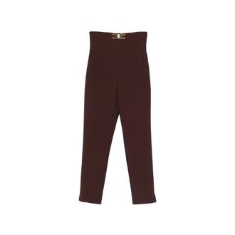 Elisabetta Franchi Cropped Trousers, female, Brown, Size: L Double-layer Stretch Crepe Trousers