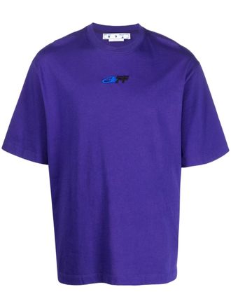 Off-white T-shirt met geborduurd logo - Paars