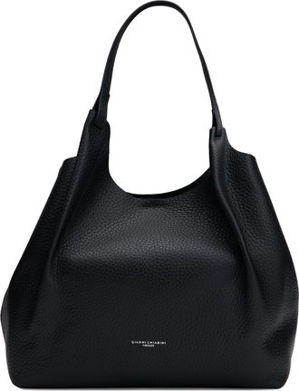 Gianni Chiarini Womens Tote Bag Dua Black Calfskin
