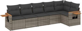 vidaXL Vidaxl - Set De Muebles De Jard&iacute;n 6 Pzas Y Cojines Rat&aacute;n Sint&eacute;tico Gris