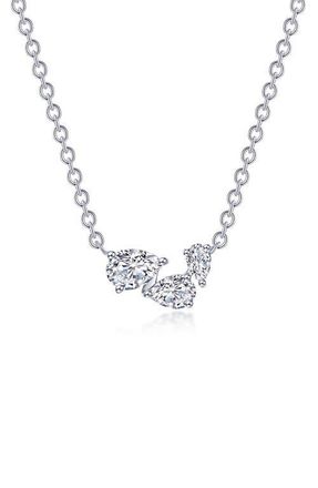 Lafonn Three-Stone Simulated Diamond Necklace in Silver at Nordstrom, Size 20
