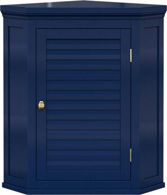 Teamson Home Teamson Home - Glancy Removable Corner Wall Cabinet with Faux Louvered Door, Navy