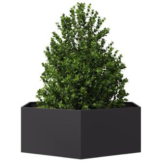 Berkfield Home Durable Garden Planter Black Hexagon 138x120x45 cm Steel | Size: 138 x 120 x 45 cm