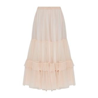 Chlo&eacute; Rokken, Dames, Roze, S, Gekreukelde Lange Rok in Zijdemousseline