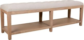 Wanderlust Deco Banqueta De Madera Tapizada Color Crema 150x38x51