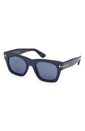 Tom Ford Emma 51mm Square Sunglasses in Shiny Navy Blue /Blue Lens at Nordstrom