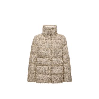 Moncler Moncler Cochelle Tweed Short Down Jacket, Women, Beige, Size: 00