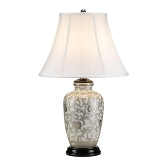 Netlighting Silverthistle 1 Light Table Lamp White Silver Finish E27