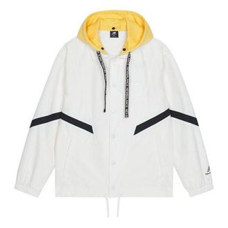 New Balance Mens New Balance Logo Alphabet Printing Contrasting Colors Hooded Jacket White AMJ13361-IV