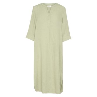 Cream Linnen Caftan Jurk in Groen - Dames - Casual kleedjes - Groen - L - Linnen - Kleedjes