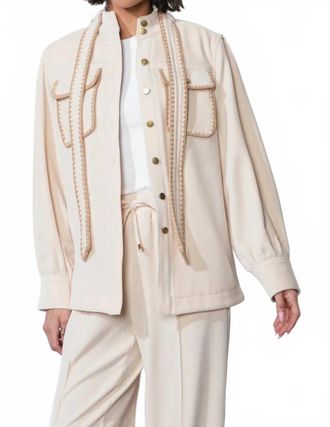 Greylin Marli Oversized Embroidered Shacket In Cream