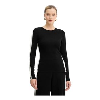 Elisabetta Franchi Top en tejido de viscosa con bandas brillantes - Knitwear - Mujer - Negro - S