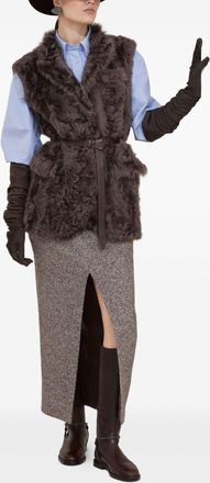 Brunello Cucinelli Brunello Cucinelli Womens Sartorial Pencil Skirt In Diagonal Melange Of Virgin Wool And Silk With Moniline - Grey Cotton - Size EU 44 (Womens)