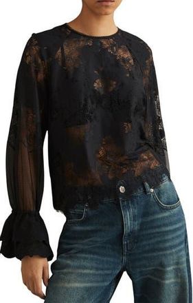 Reiss Emilia Lace Top in Navy at Nordstrom Rack, Size 0 Us / 4 Uk