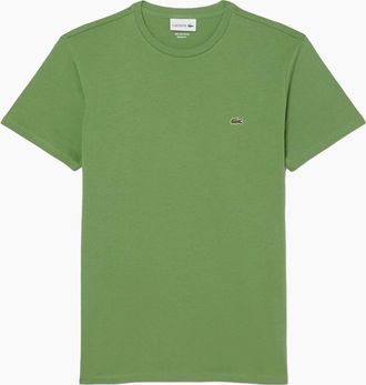 Lacoste Mens Lacoste Cotton Pima Crew Neck T-Shirt Lime Green - Size: 40