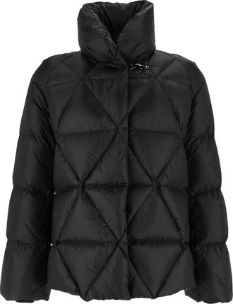 Fay Down Puffer Jacket with High Collar and Raglan Sleeves