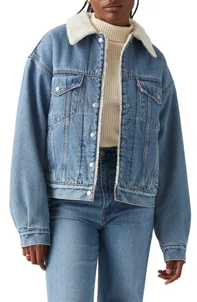 Levi's 90s Faux Shearling Lined Denim Trucker Jacket in Inner Adventurer at Nordstrom, Size X-Small