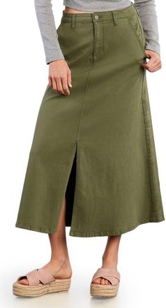 HINT OF BLU Denim Maxi Skirt in Olivine at Nordstrom, Size 31