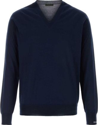 Prada Blue V Neck Sweaters