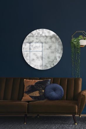 MirrorOutlet Round Circular Antiqued Mirror with Polished Edge 39x39 (100x100CM) in Silver | Size: 1 Pack