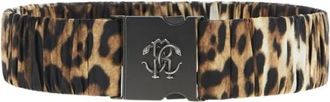 Roberto Cavalli Luipaardprint riem met monogram RC-gesp - Dames - Accessoires - Bruin - Maat: XS Leer