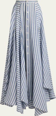 Ralph Lauren Collection Alternating Lines Umbrella Linen Skirt